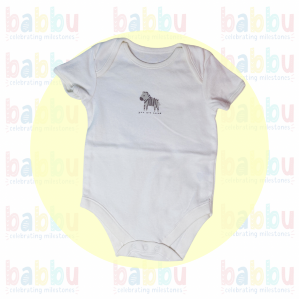 Bodysuits White Short Sleeve 12-18 months - white color zebra