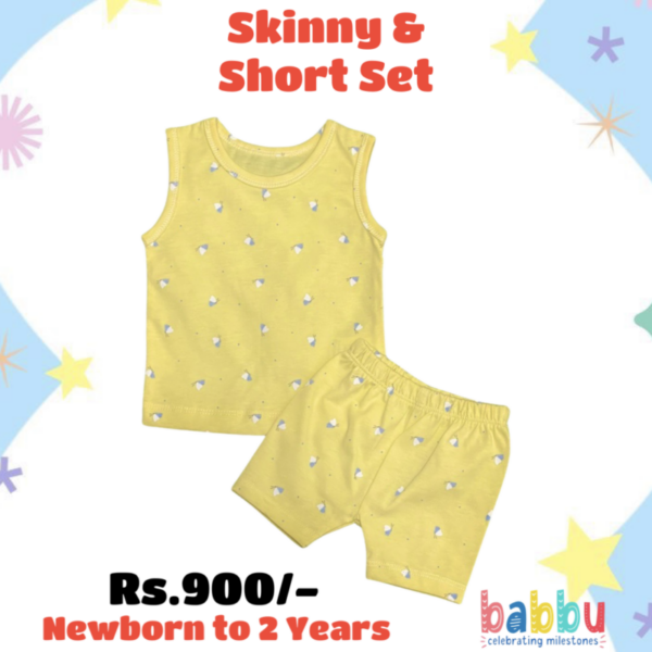 Short & Skinny Set 0-3 Months - Yellow Butterfies