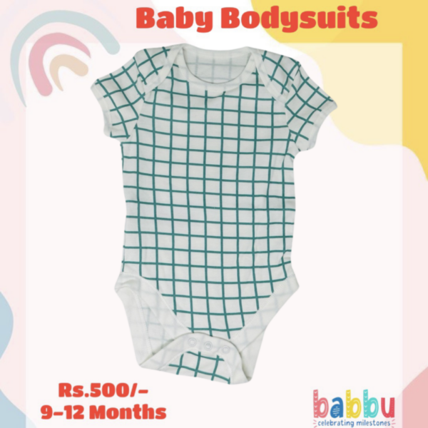 Bodysuits 9-12 Months -green squares