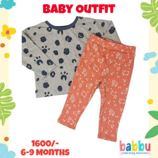 Outfit Sets 6-9 Months - grey and orange