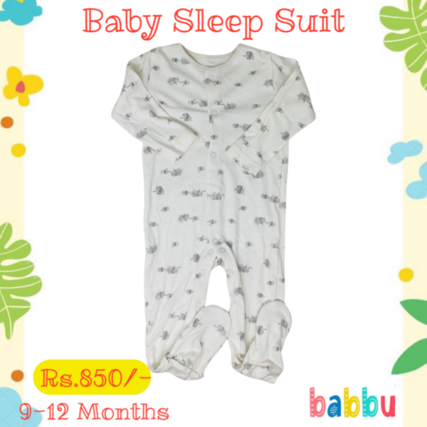 Sleep suits 9-12 Months - Grey Two Elephants