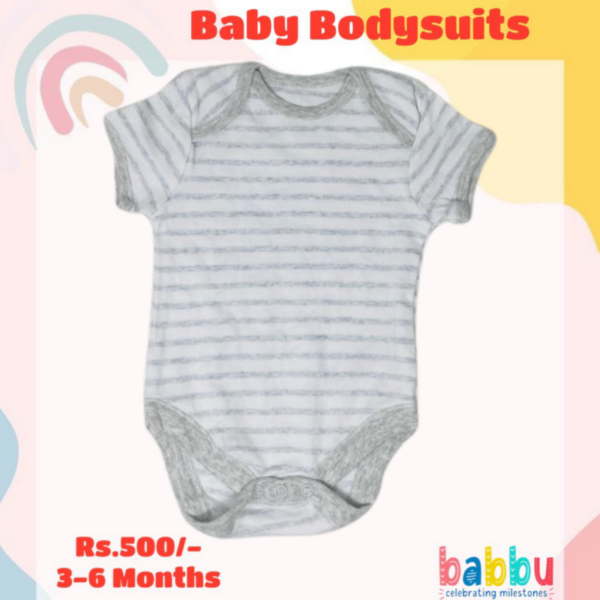 Bodysuits 3-6 Months - Grey and White Stripes