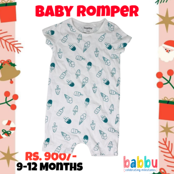 Rompers 9-12 Months - green and white ice cream