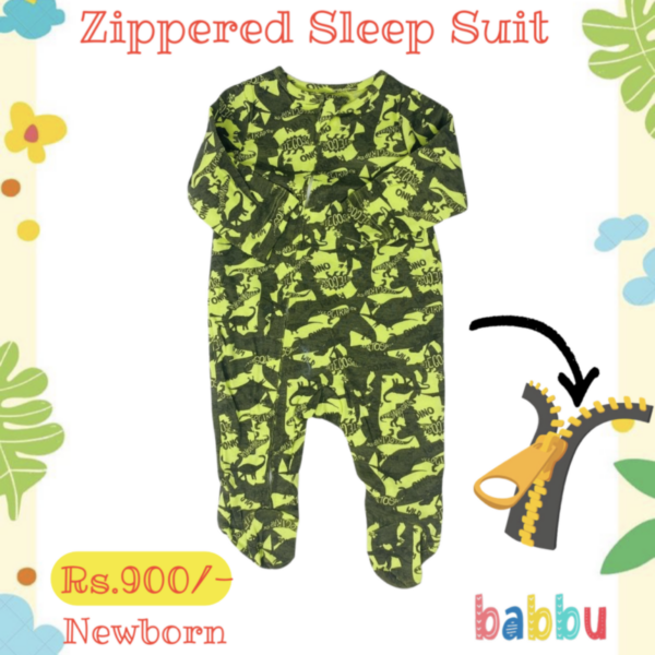 Sleep suits Newborn - Zipper Light Green