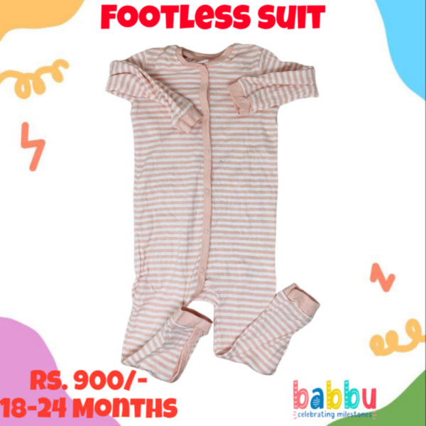 Footless Suit 18-24 Months - Light Pink Stripes