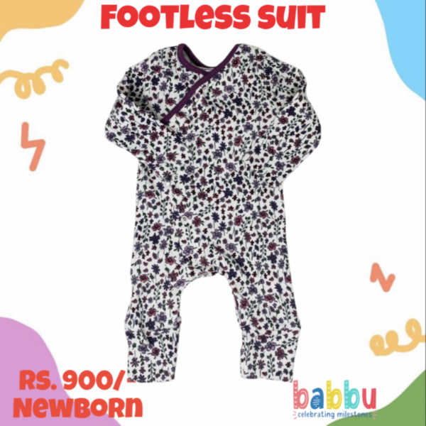 Footless Suits Newborn - Maroon Flowers