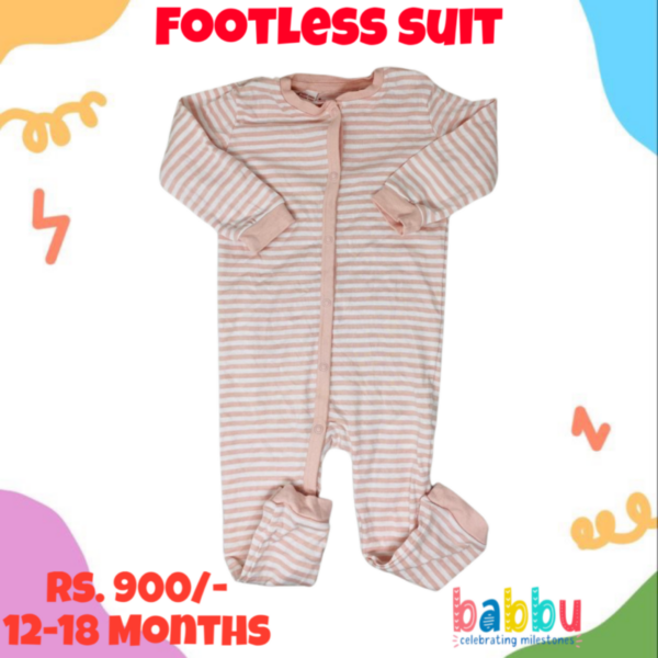 Footless Suits 12-18 Months - Pink stripe