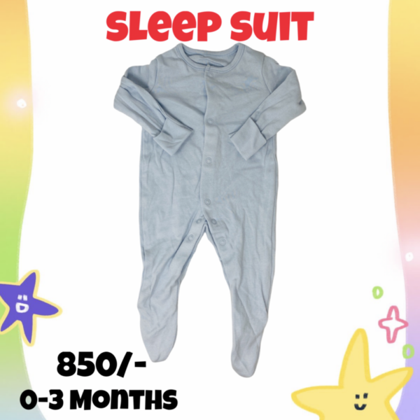 Sleep suits 0-3 Months - Brushed Blue