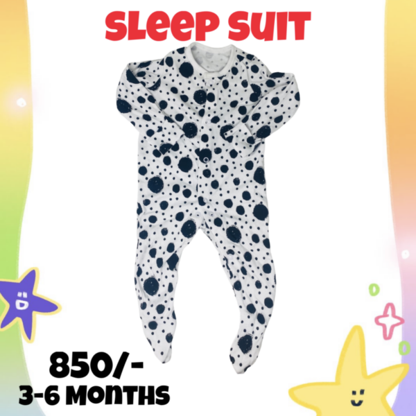 Sleep suits 3-6 Months - Black Spots