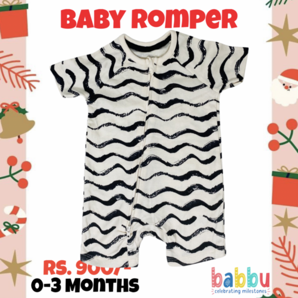 Rompers 0-3 Months - Zipper Black Stripes