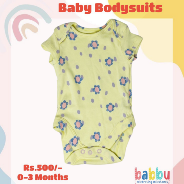 Bodysuits 0-3 Months - Lime Green with Flowers