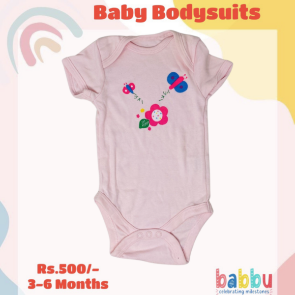 Bodysuits 3-6 Months - Pink with Two Butterflies