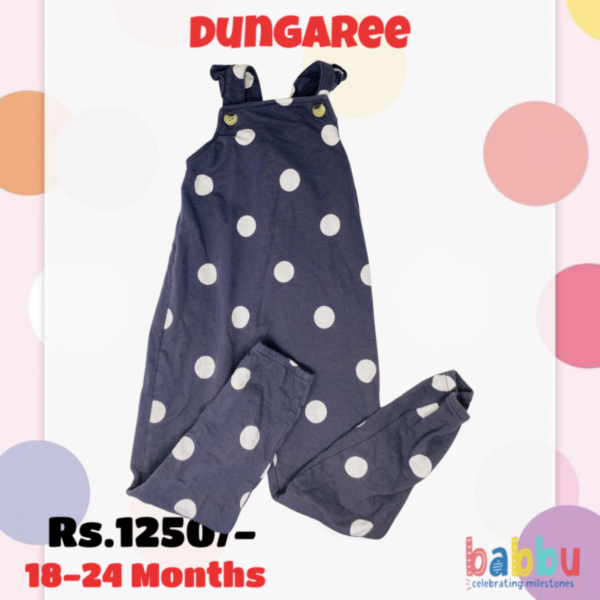 Dungaree 18-24 Months - White Polka Dots