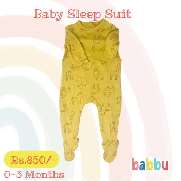 Sleep suits 0-3 Months - Yellow Animals