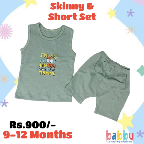 Short & Skinny Set 9-12 Months - Brushed Green