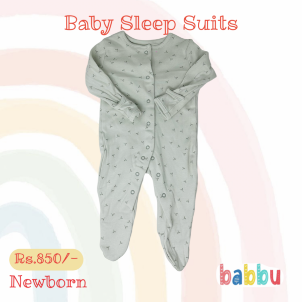 Sleep Suits Newborn - Green Leaves