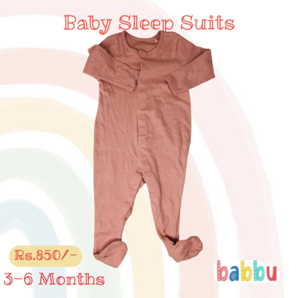 Sleep Suits 3-6 Months - Salmon Pink