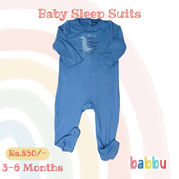 Sleep Suits 3-6 Months - Blue dino