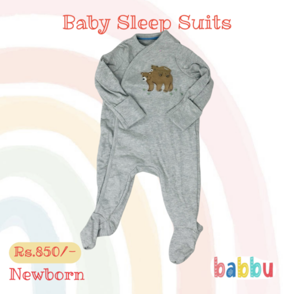 Sleep Suits Newborn - Grey Bear