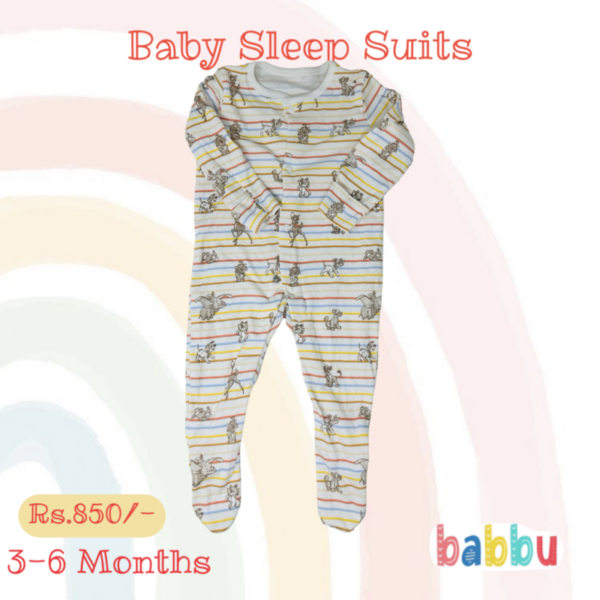 Sleep Suits 3-6 Months - Stripes Cat