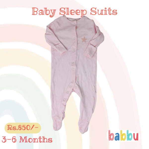 Sleep Suits 3-6 Months - Pink Star