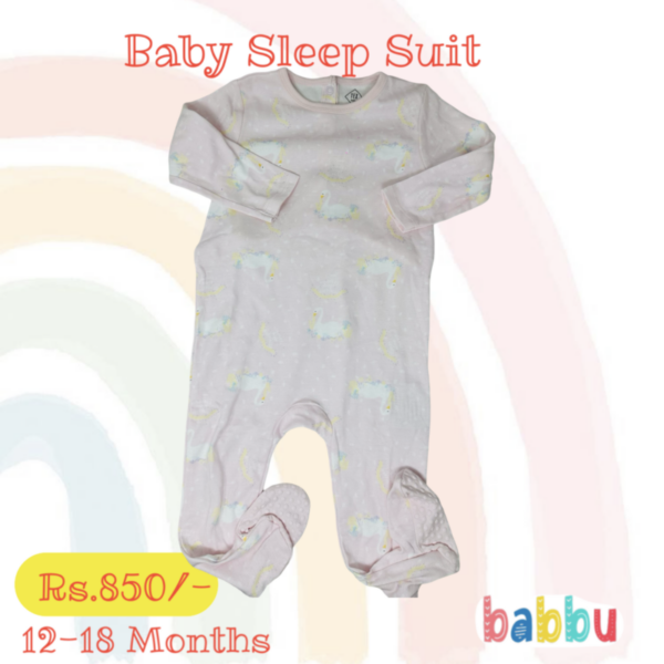 Sleep Suits 12-18 Months - Light Pink Swan