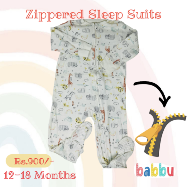 sleep Suits 12-18 Months - Zippered Farm