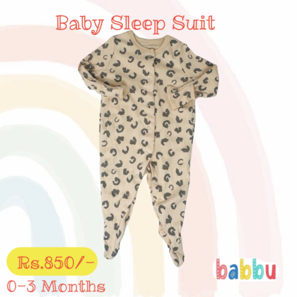 Sleep suits 0-3 Months - Light Pink Lepord Print