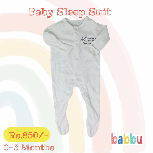 Sleep suits 0-3 Months - White Mummy