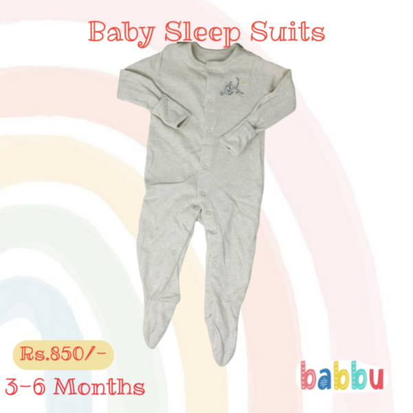 Sleep Suits 3-6 Months - Beige Dino