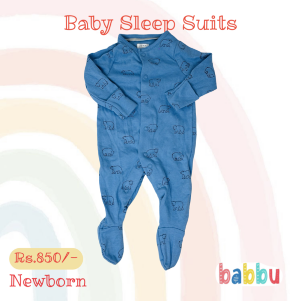 Sleep Suits Newborn - Blue Bears