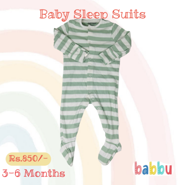 Sleep Suits 3-6 Months - Green Stripes