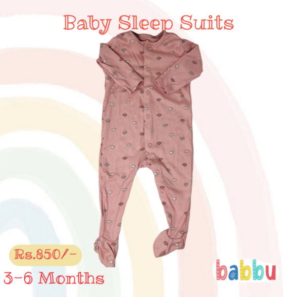 Sleep Suits 3-6 Months - Pink Clouds