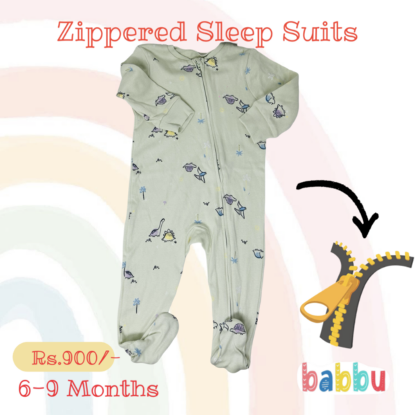 Sleep suits 6-9 Months - Zipper Dinos