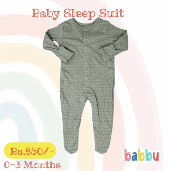 Sleep suits 0-3 Months - Green Spotted