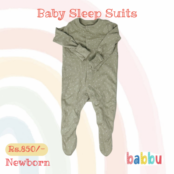 Sleep Suits Newborn - Green Spots