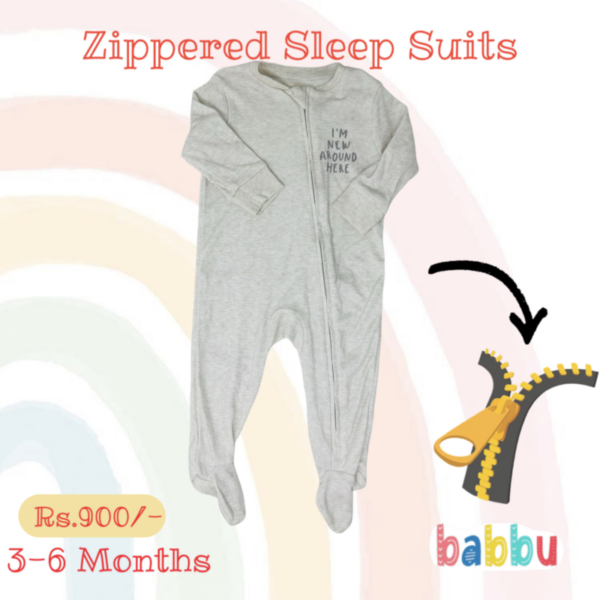 Sleep Suits 3-6 Months - Zippered I'm New Around