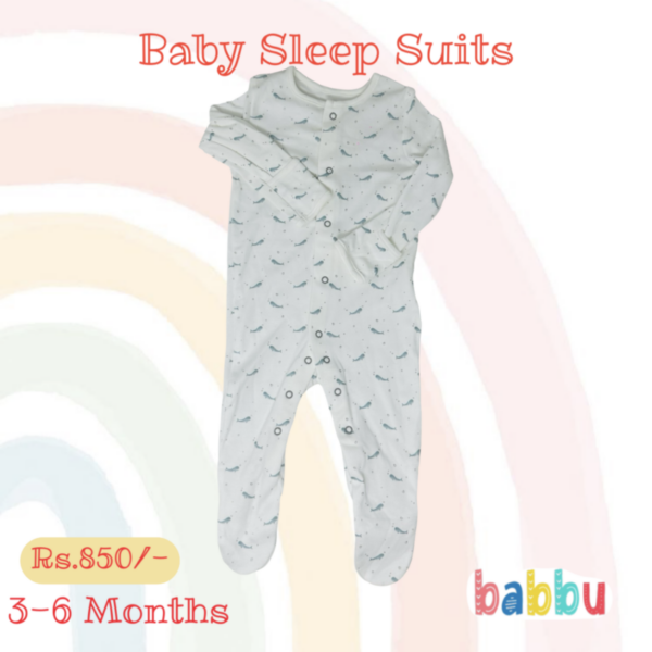 Sleep Suits 3-6 Months - Whales