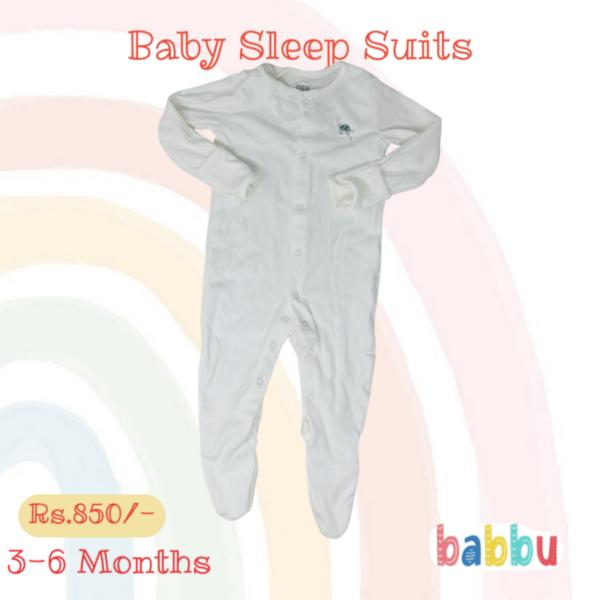 Sleep Suits 3-6 Months - White turtles