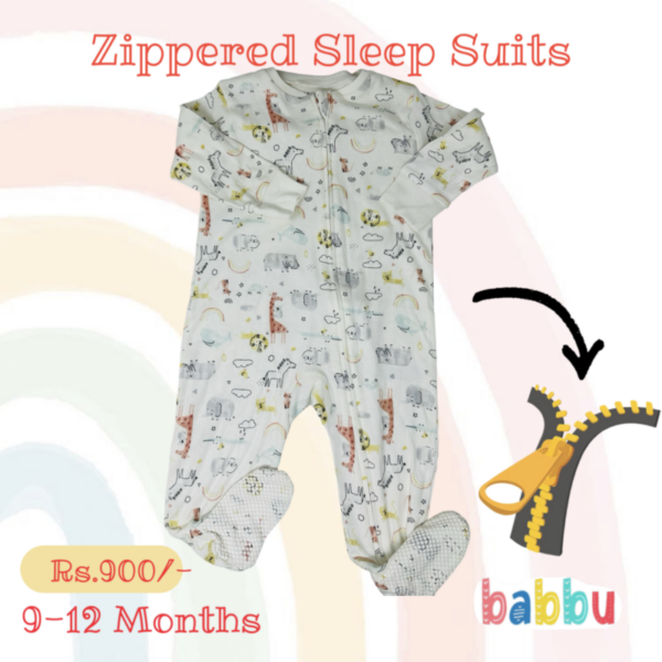 Sleep suits 9-12 Months - Zipper Animals