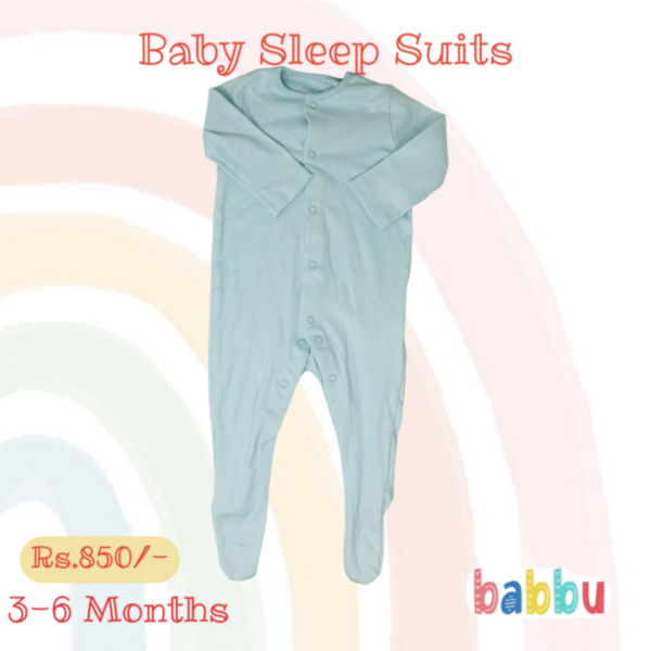 Sleep Suits 3-6 Months - Ice Blue