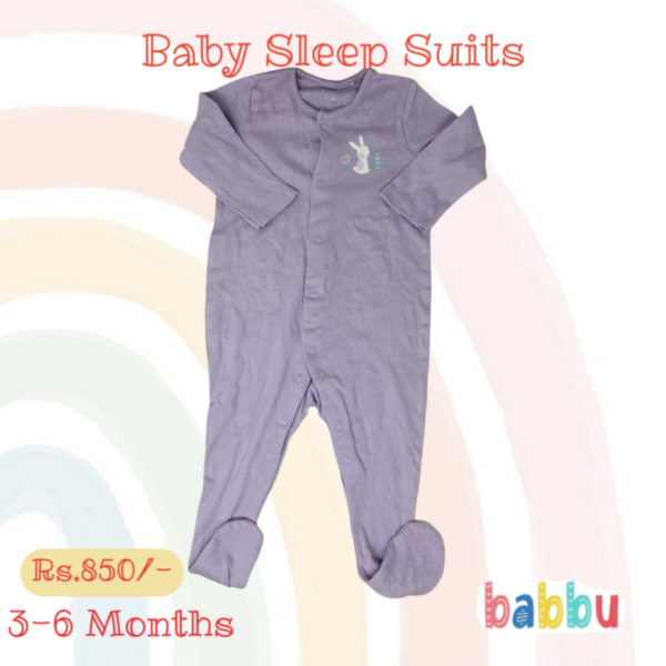 Sleep Suits 3-6 Months - Purple Rabbit