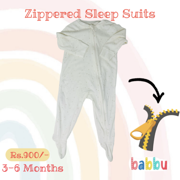 Sleep Suits 3-6 Months - Zippered Spots