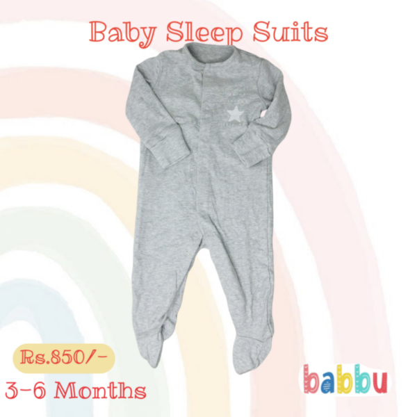 Sleep Suits 3-6 Months - Grey Star