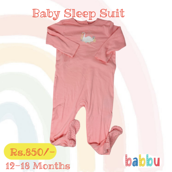 Sleep Suits 12-18 Months - Pink Swan