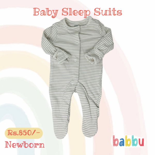 Sleep Suits Newborn - Beige Stripes