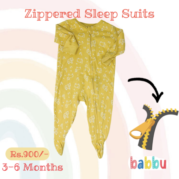 Sleep Suits 3-6 Months - Zippered Yellow Farm