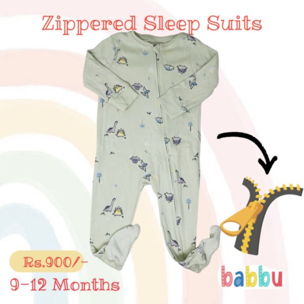 Sleep suits 9-12 Months - Zipper Dino