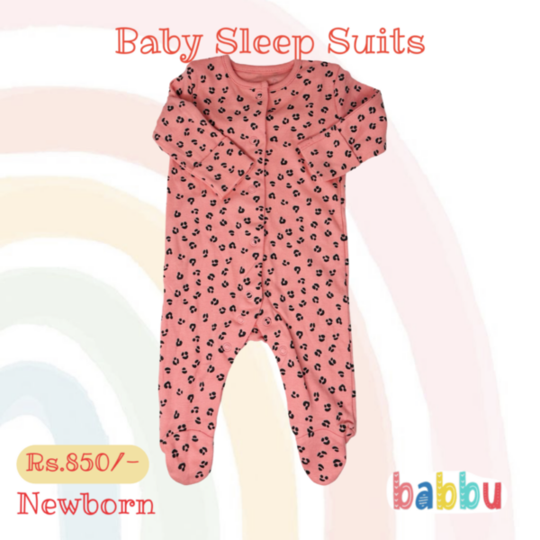 Sleep Suits Newborn - Pink Paw Print