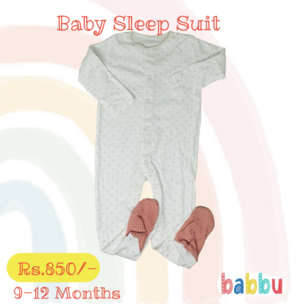 Sleep suits 9-12 Months - Tiny Pink Hearts